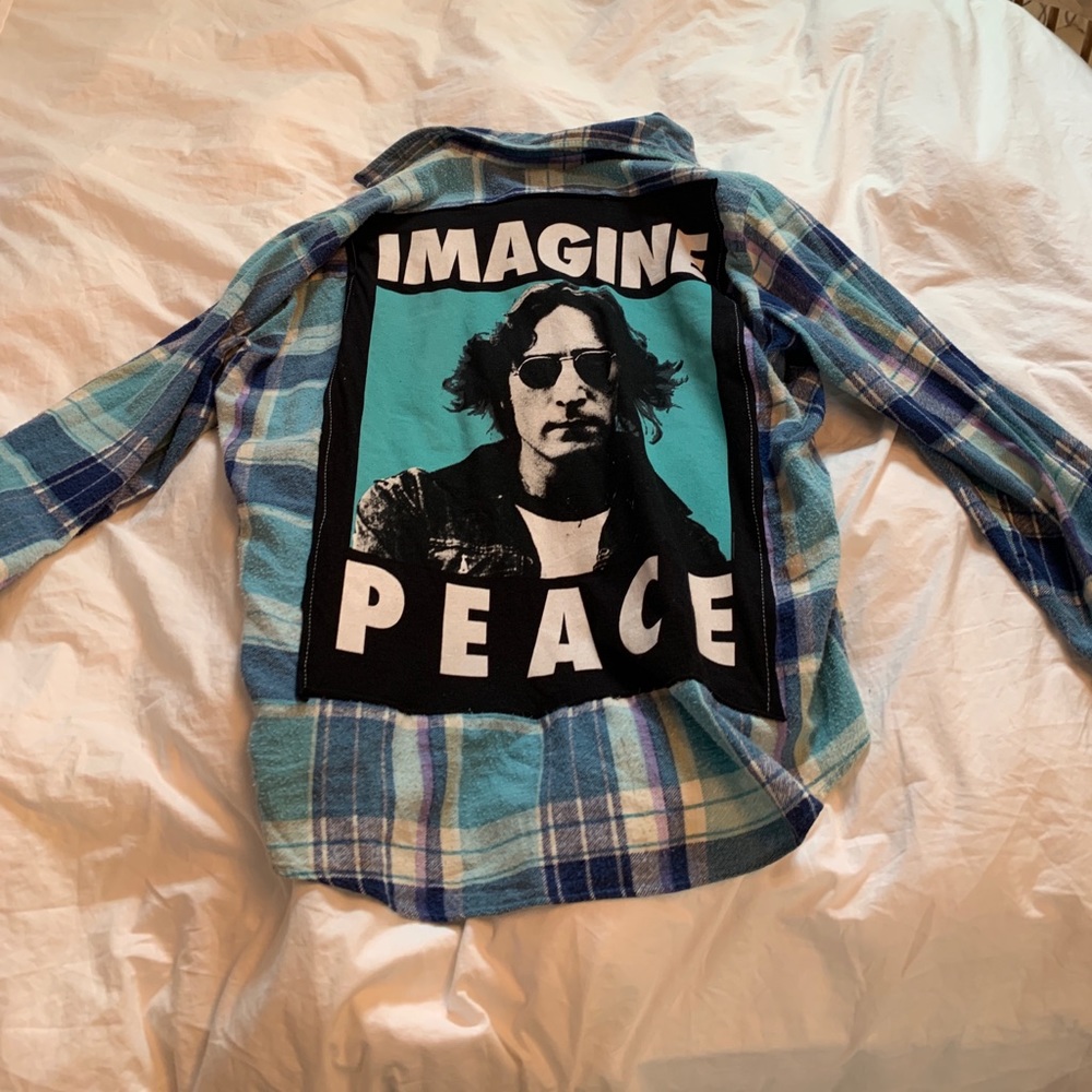 flannel shirt with john lennon pic in back